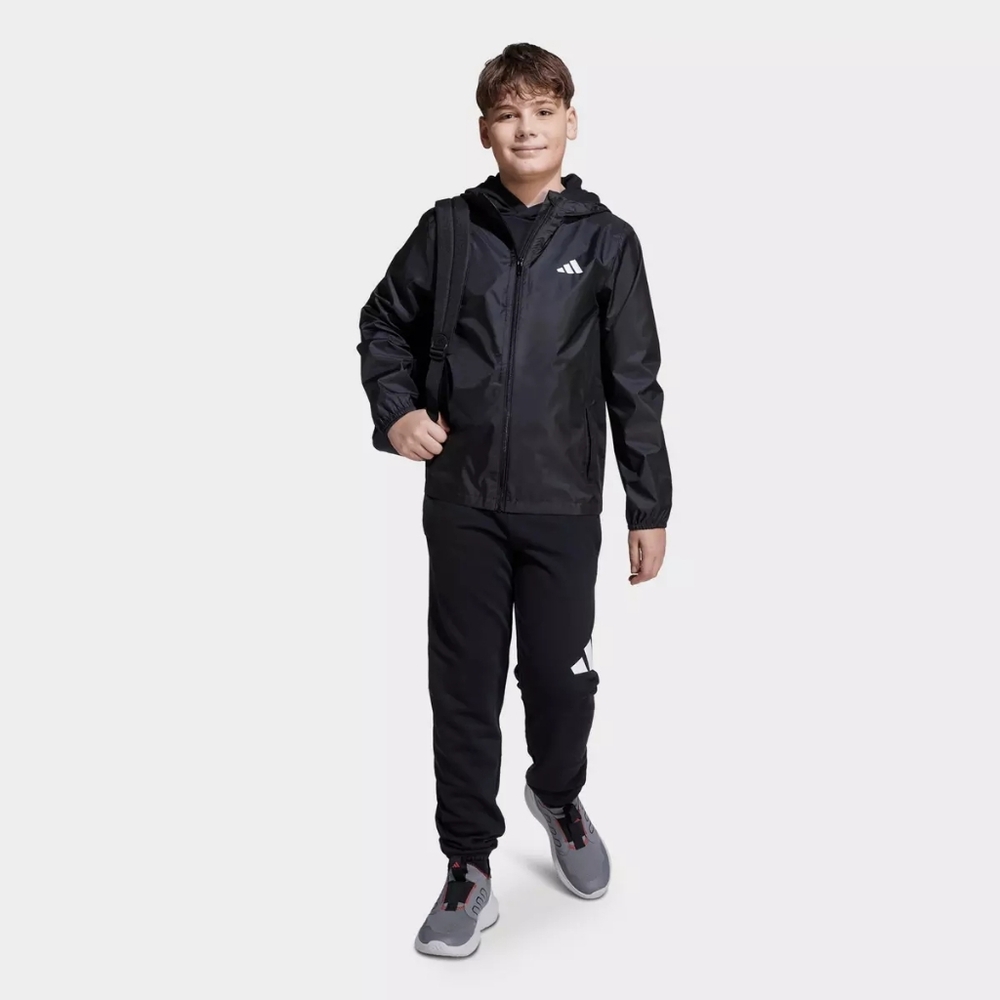 NWOT adidas Boys Lightweight Hooded Windbreaker/rain Jacket Size 9/10y